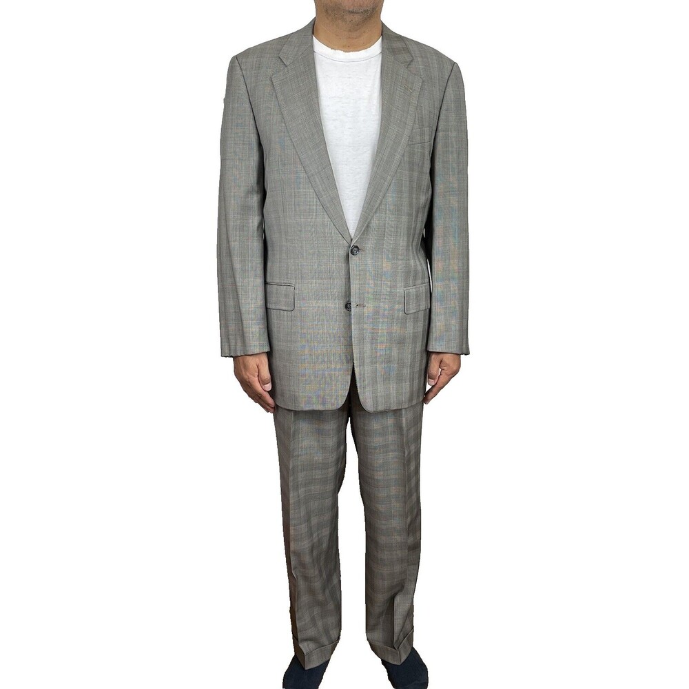 Hickey Freeman Nordstrom Two Button Suit Men's Size 41 Gray Stripe Wool